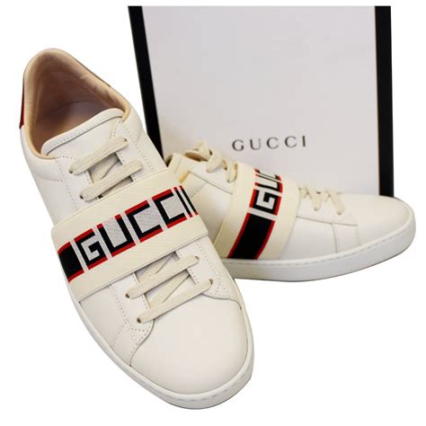 gucci stripe leather sneaker on feet|authentic gucci sneakers for men.